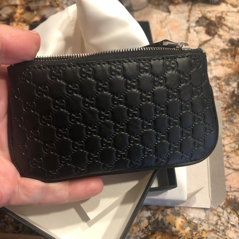 New with Gucci box Gucci Microguccissima Small Zip Wallet with Key Ring in Black - Picture 5 of 5